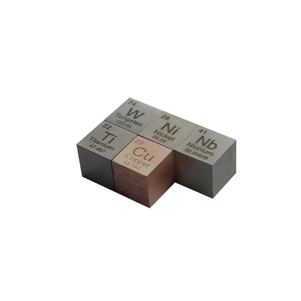 

Sets of 5 Metals Tungsten Copper Titanium Niobium Nickel Cube Metal Density Cube 10mm Periodic Table Collection Gift