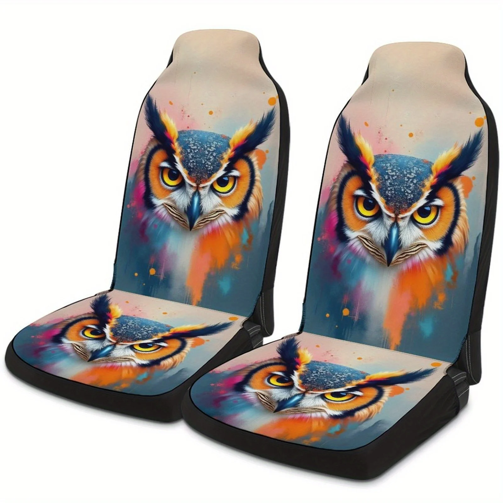 

Set Of 2 Realistic Owl Oil Painting Master-Level Printed Universal Single Covers Suitable For Most Car Models.