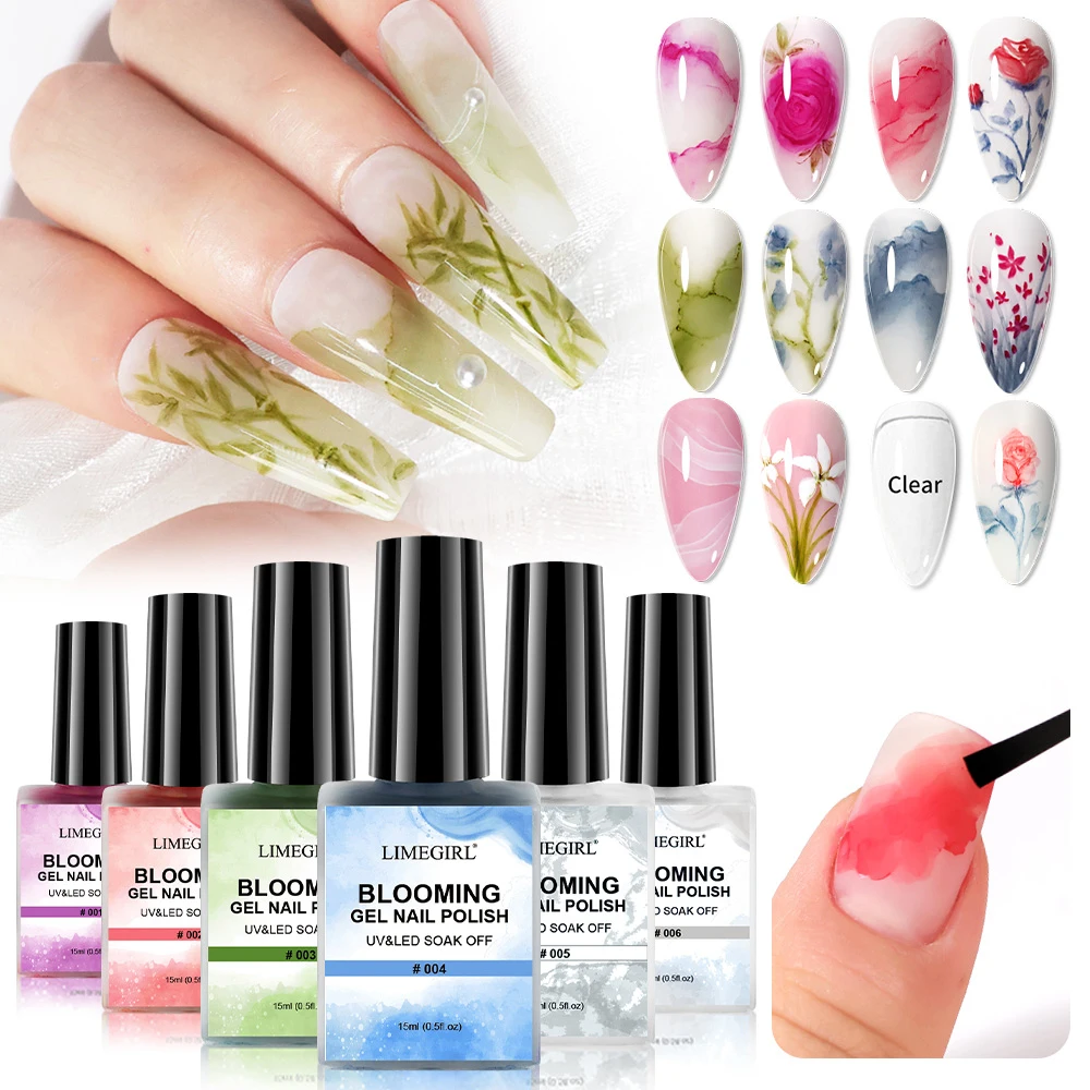 LIMEGIRL 15 ml Nagellack, Gel-Maniküre, blühender Flüssigkeitslack für Nägel, Kunstdesign, DIY, Marmor-Tinteneffekt, Heimsalon