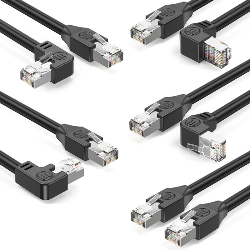 1pc Cat5e Networking Cord with Angled RJ45 Connectors Flexible Cat5e Ethernet Networking Cable for Tight Space Electronics