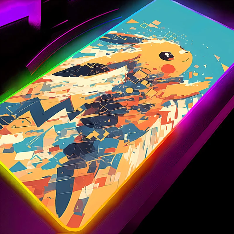 

Anime Mouse Pad 90x40cm Pokemon Pikachu RGB Backlight Gaming Accessories Carpet Gamer PC Computer Keyboard Desk Mat LED Mausepad