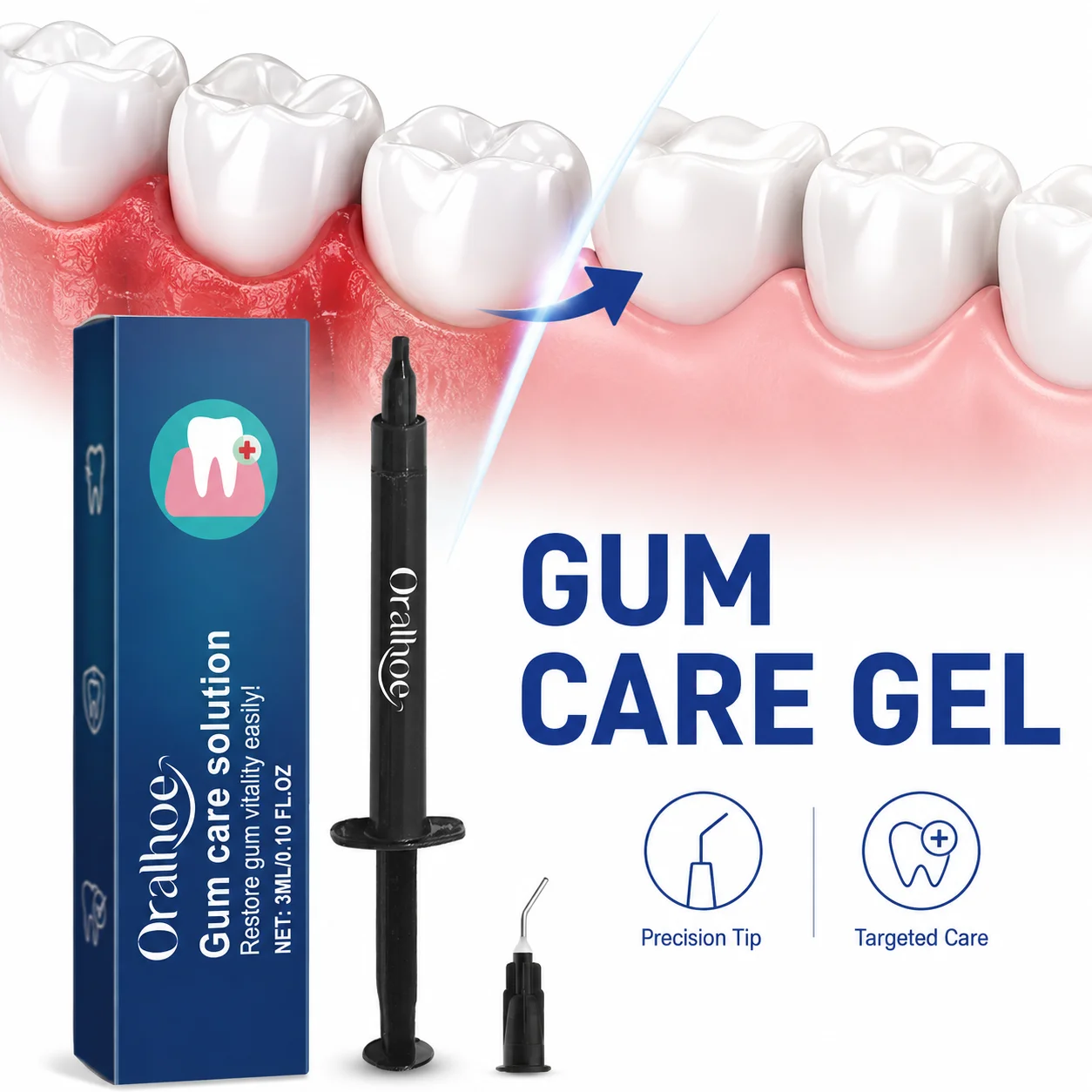 Peppermint Gum Care Solution 3ml Precision Applicator Oral Gel Daily Gum Line Care Fresh Mouth Dental Hygiene Support