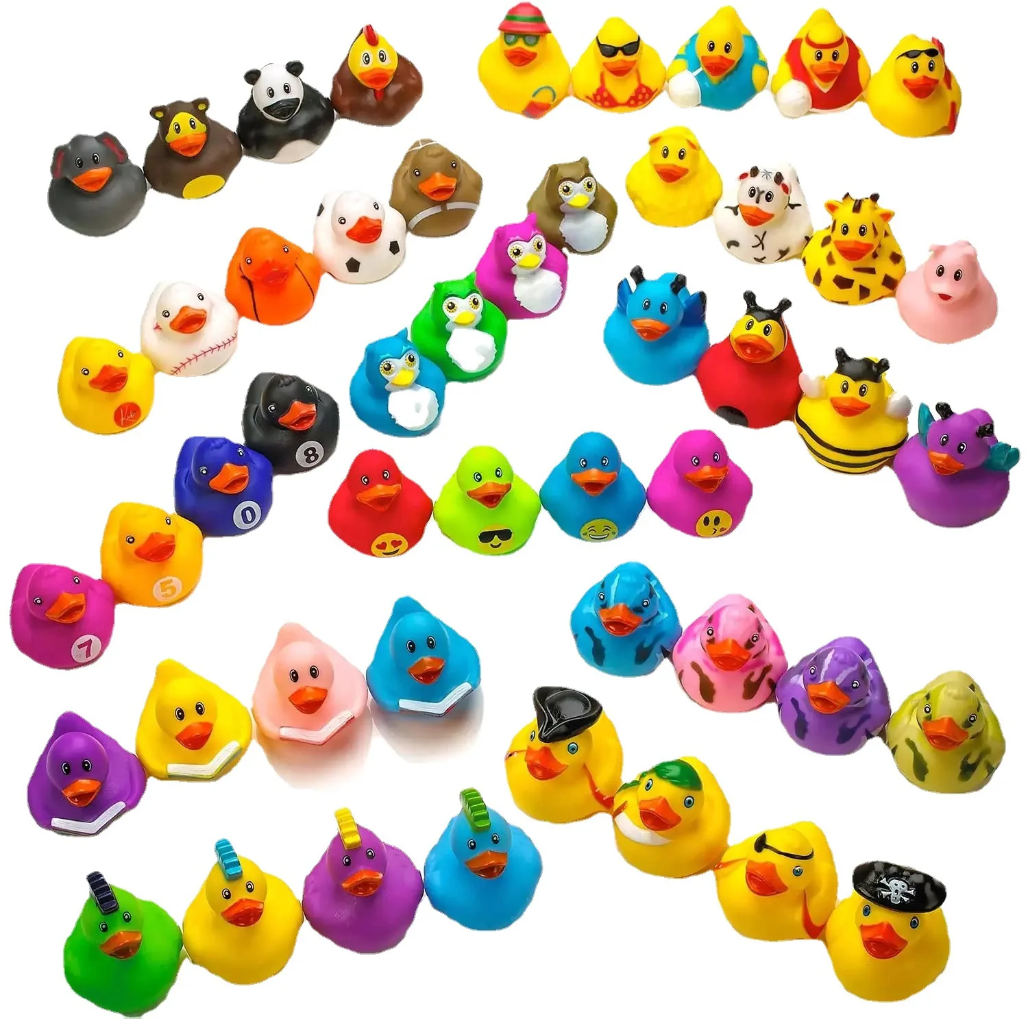 5-50 PCS Kids Christmas Rubber Ducks Bath Toys Boys Girls Christmas Decor Gifts Kids Holiday Toy Gifts Cake Decorations