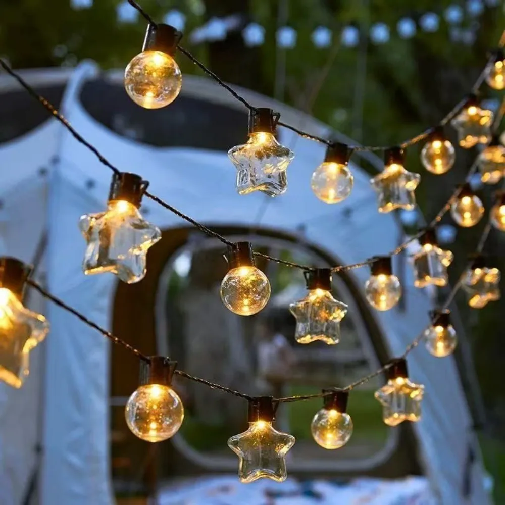 

5M10LED/8M20LED Solar Outdoor G50 Globe String Lights, Waterproof Fairy Lights with Star for Camping Patio Garden Party Decor