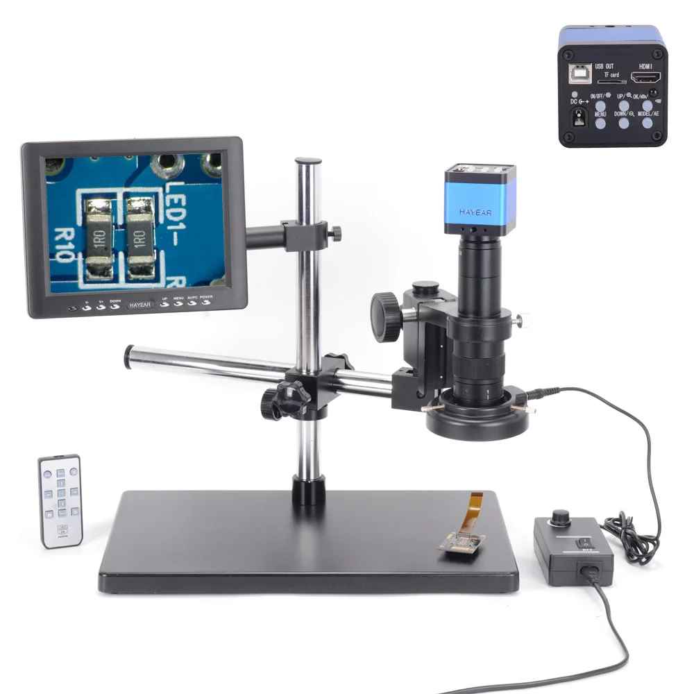 34MP 2K HDM-Compatible USB Digital Industrial Video Microscope  180X C-MOUNT Lens Zoom 60 LED For Phone PCB Soldering