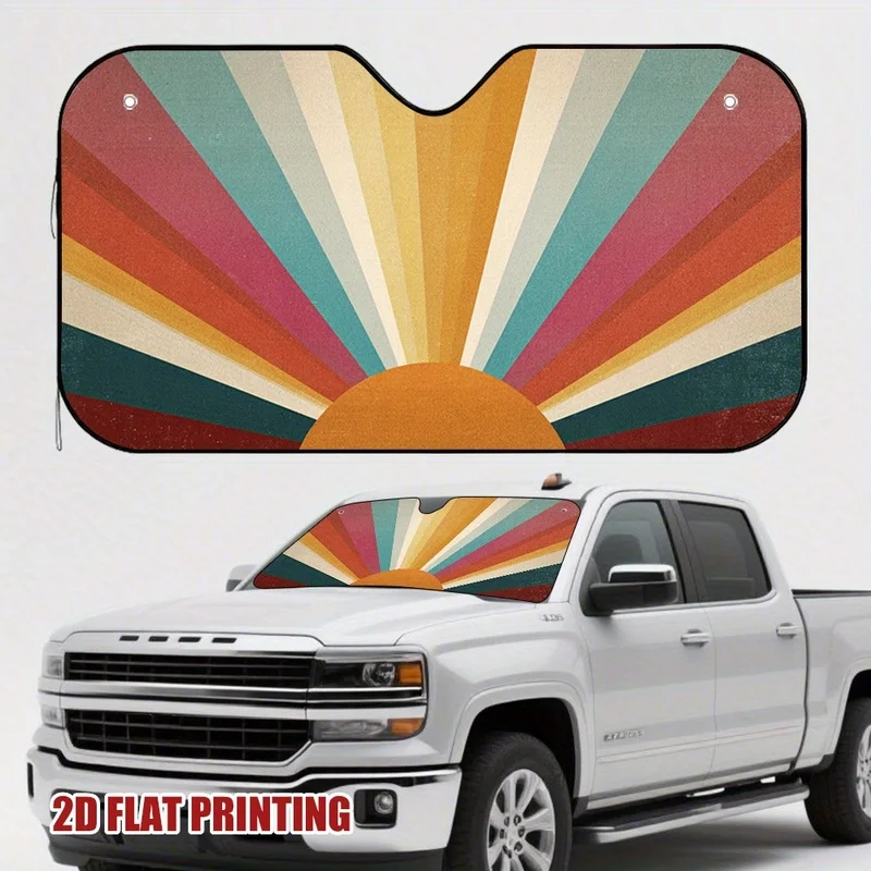 1pc Retro Sun Burst Car Visor, Suitable for Quick Parking and Short Stays, Helps Reduce Temperature Build-up Inside the Car