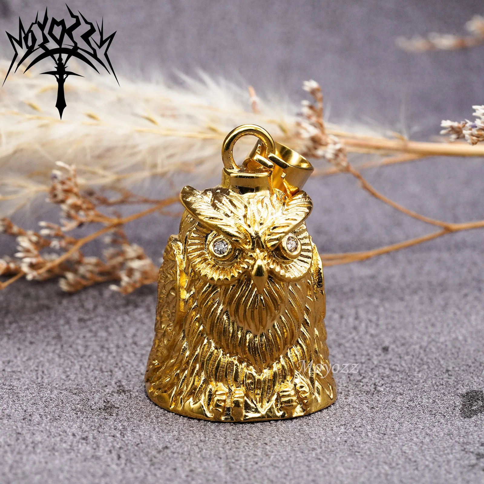 OWL Guardian Bell of Good Luck Gift Set Fortune Lucky Charm Bells Keychain 316L Stainless Steel Bell For Mens & FREE Bell Hanger