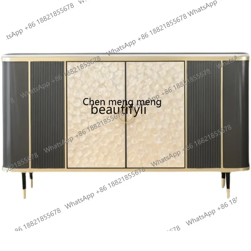 182C American Light Luxury Style Hallway Solid Wood Marble Entrance Hall Cabinet Modern Simple Shell Sideboard Cabinet