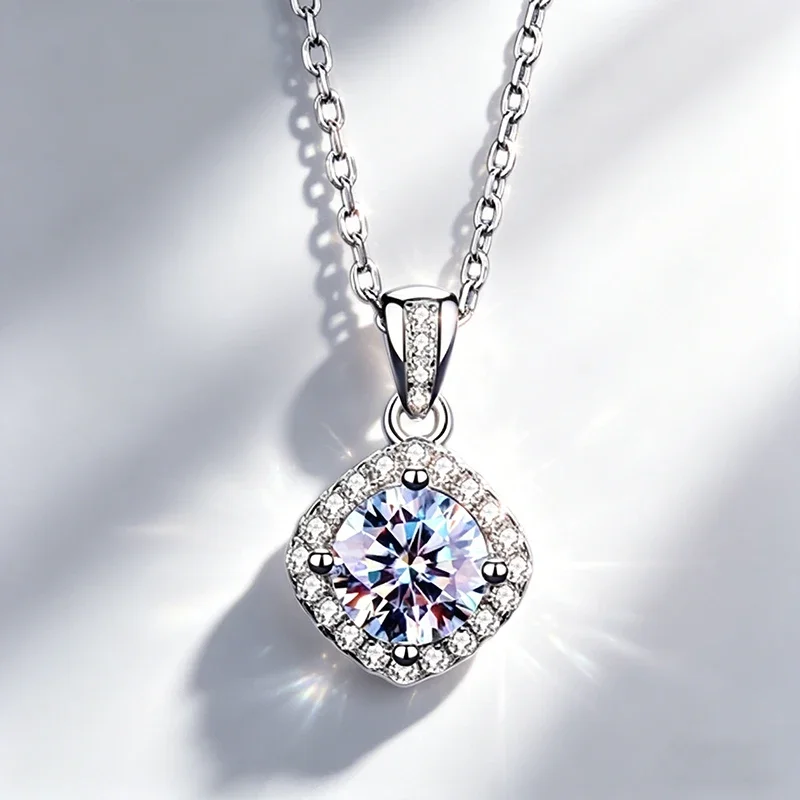 1CT Moissanit S925 Sterling Silber Schmuck mit GRA-Zertifikat Anhänger 1 Karat Halskette Großhandel D VVS Farbe Moissanit Damen – Detail 12