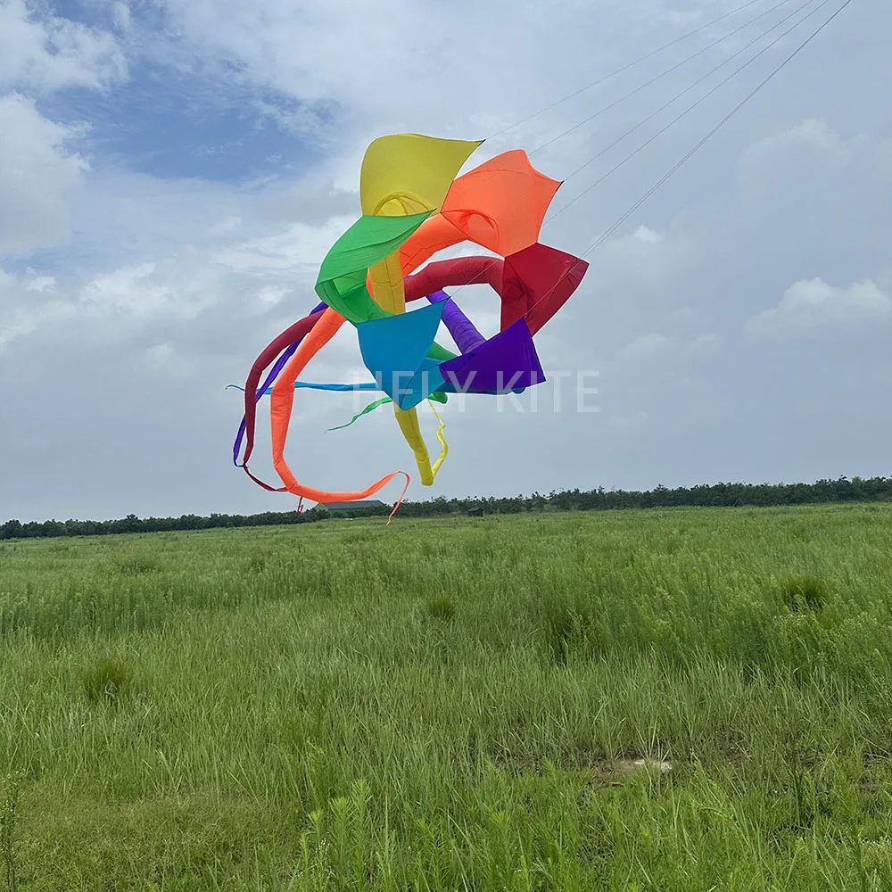 HFLY Nuovo Arrivo Grande 13m Spinning Kite Manica A Vento per Adulti di Alta Qualità 40D Nylon Kite Line Spinner per Lavanderia