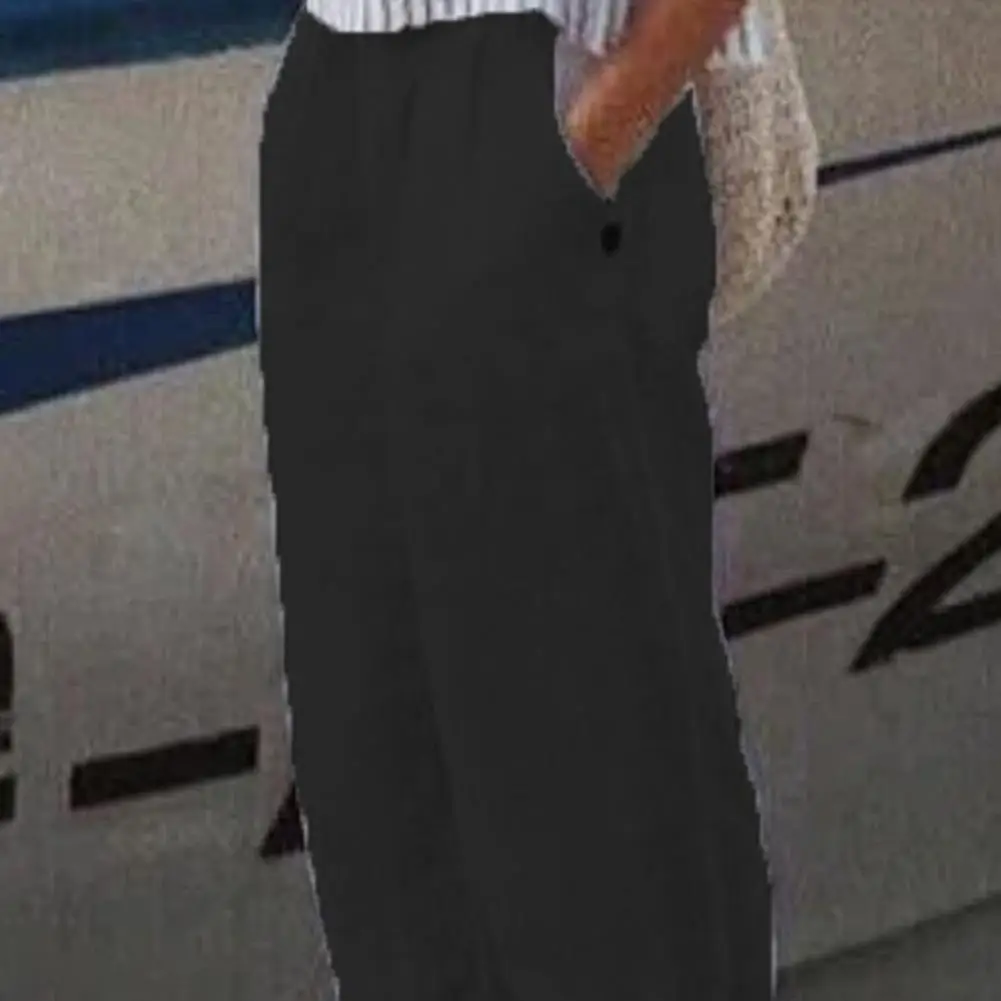 Pantaloni Vintage da Donna a Vita Alta con Elastico e Tasche Oblique, Gamba Larga Dritta, Vestibilità Ampia, Stile Retrò - Abbigliamento Femminile 80%