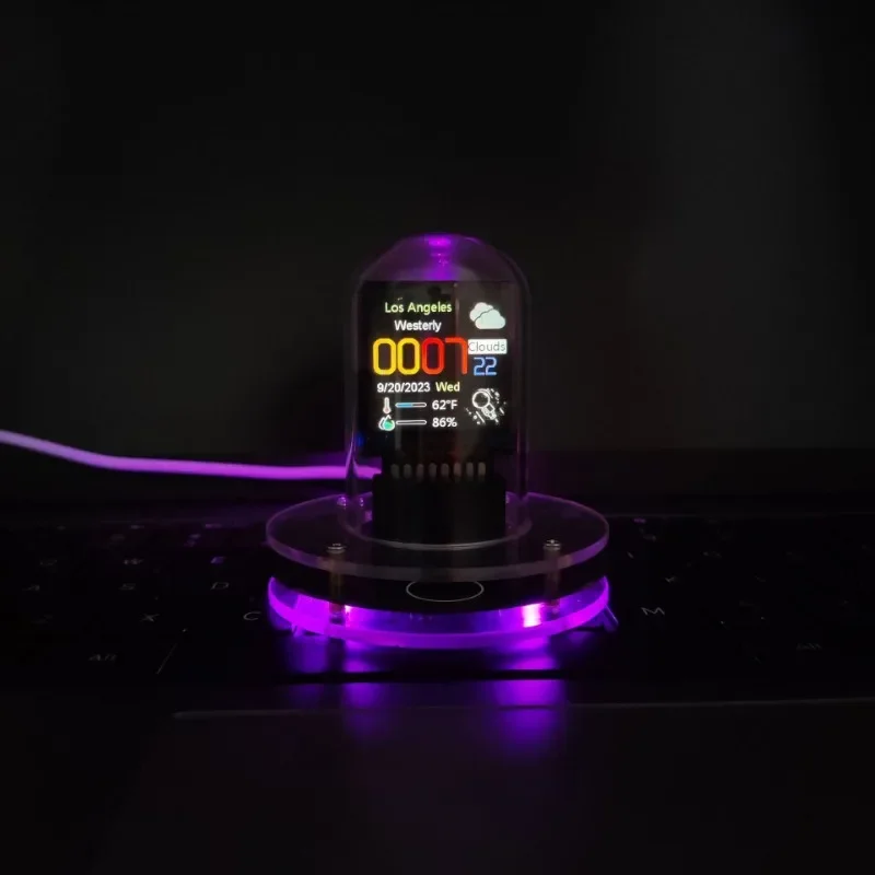 Cyberpunk Style Nixie Tube Clock Smart Wifi Network Automatically Updates Digital Computer Desktop Ornaments Night Light