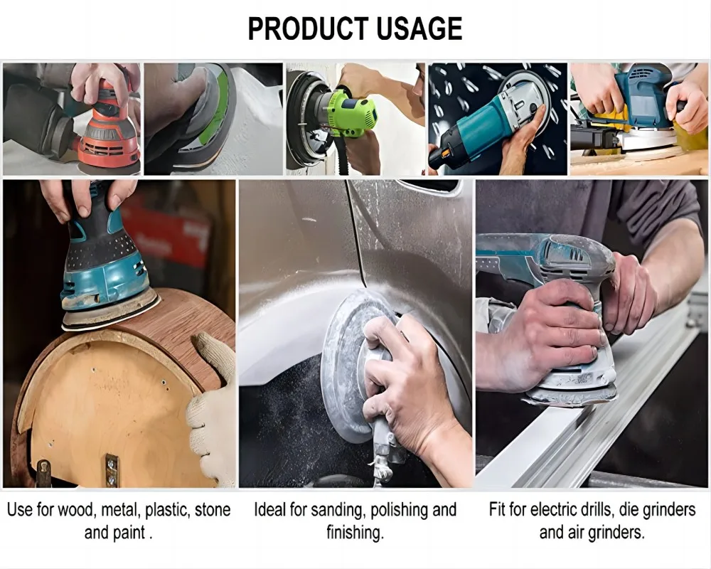 6 Inch 6 Holes Hook and Loop White Sandpaper Kit 40 Pcs Sanding Discs for Grinding Metaling Wooden Furniture Glass Plastic
