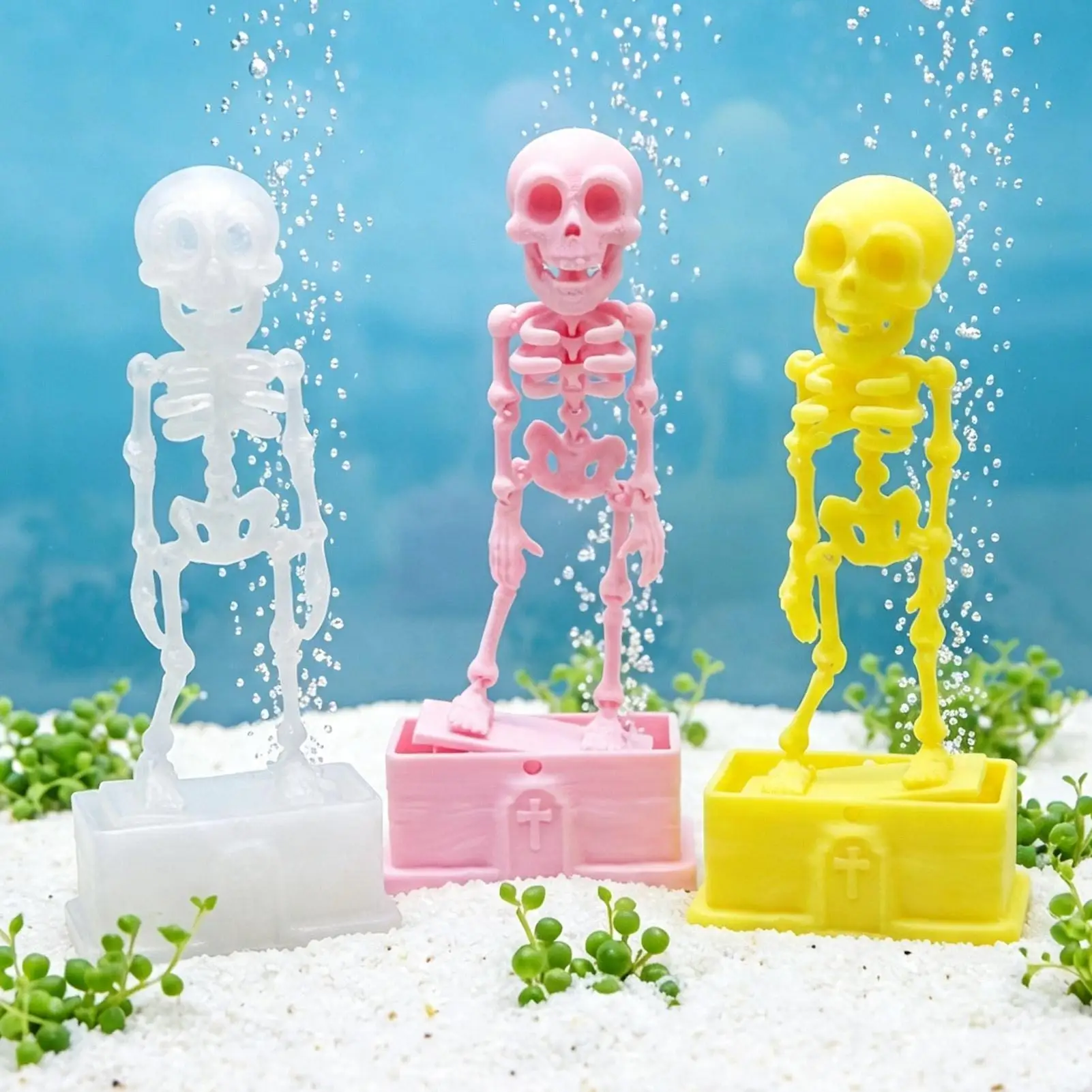 Aquarium Bubbler Decor Halloween Dancing Skeleton Aquariyum Dynamic Aerating Ornament Interactive Fish Tank Bubbler
