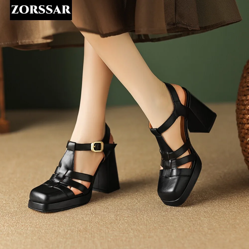 2024 New Fashion Women Pumps Sandals Summer Sexy Slingback High Heels Roman Shoes Platform Elegant Square Toe Party Wedding Shoe