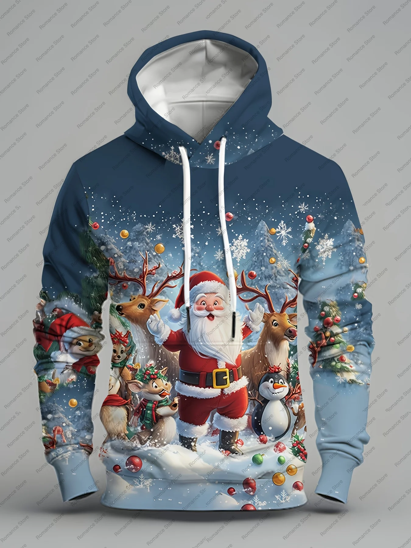 

Мужская рождественская толстовка с капюшоном, пуловер с оленями Санта-Клауса, праздничная зимняя толстовка с капюшоном для рождественского подарка, повседневная одежда для холодной погоды