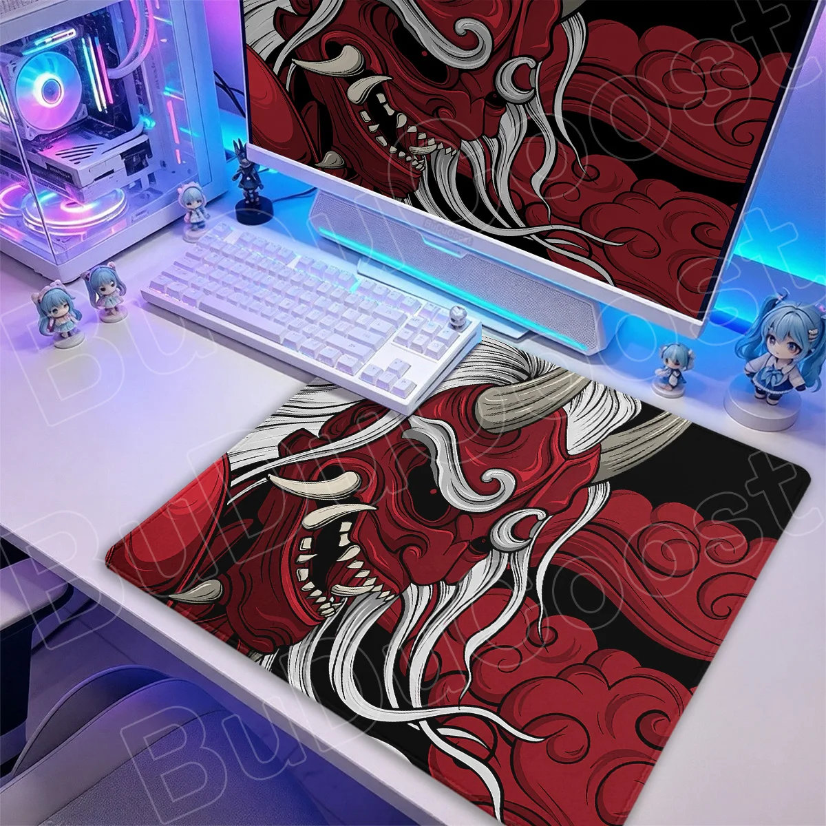 PC quadrado portátil teclado mouse pad tamanho pequeno bloqueio borda gabinete mausepad xs fantasma rosto samurai arte escritório velocidade gamer tapete
