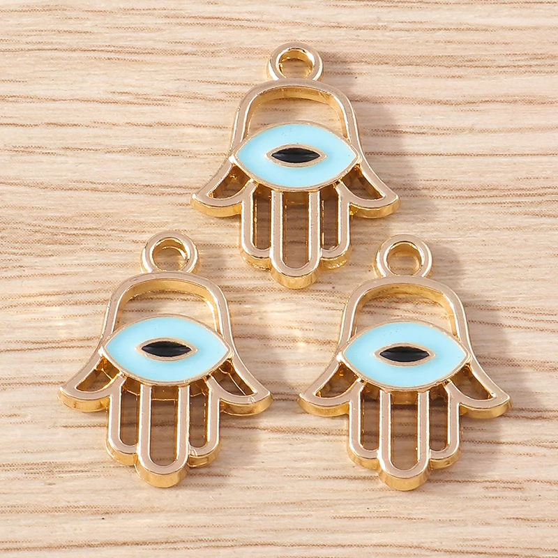 10 Stück 15x19mm Niedliche Emaille-Anhänger in Form von Handflächen und Augen für die Schmuckherstellung, Ohrhänger, Armbänder, Halsketten, DIY-Bastelzubehör – Detail 7
