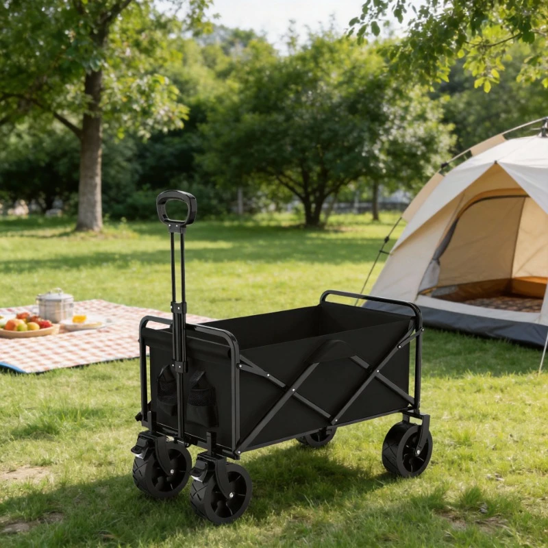 

Foldable 4-Wheeled Carbon Steel Portable Camping Cart/Shopping Trolley Heavy Duty Outdoor Use