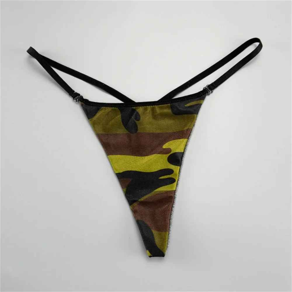 2 ks/sada dámských kalhotek s leopardím/zebrovým/maskáčovým potiskem, tričko na zádech, sportovní, dámské bezešvé bavlněné tanga, prodyšné, pohodlné - náhled 3