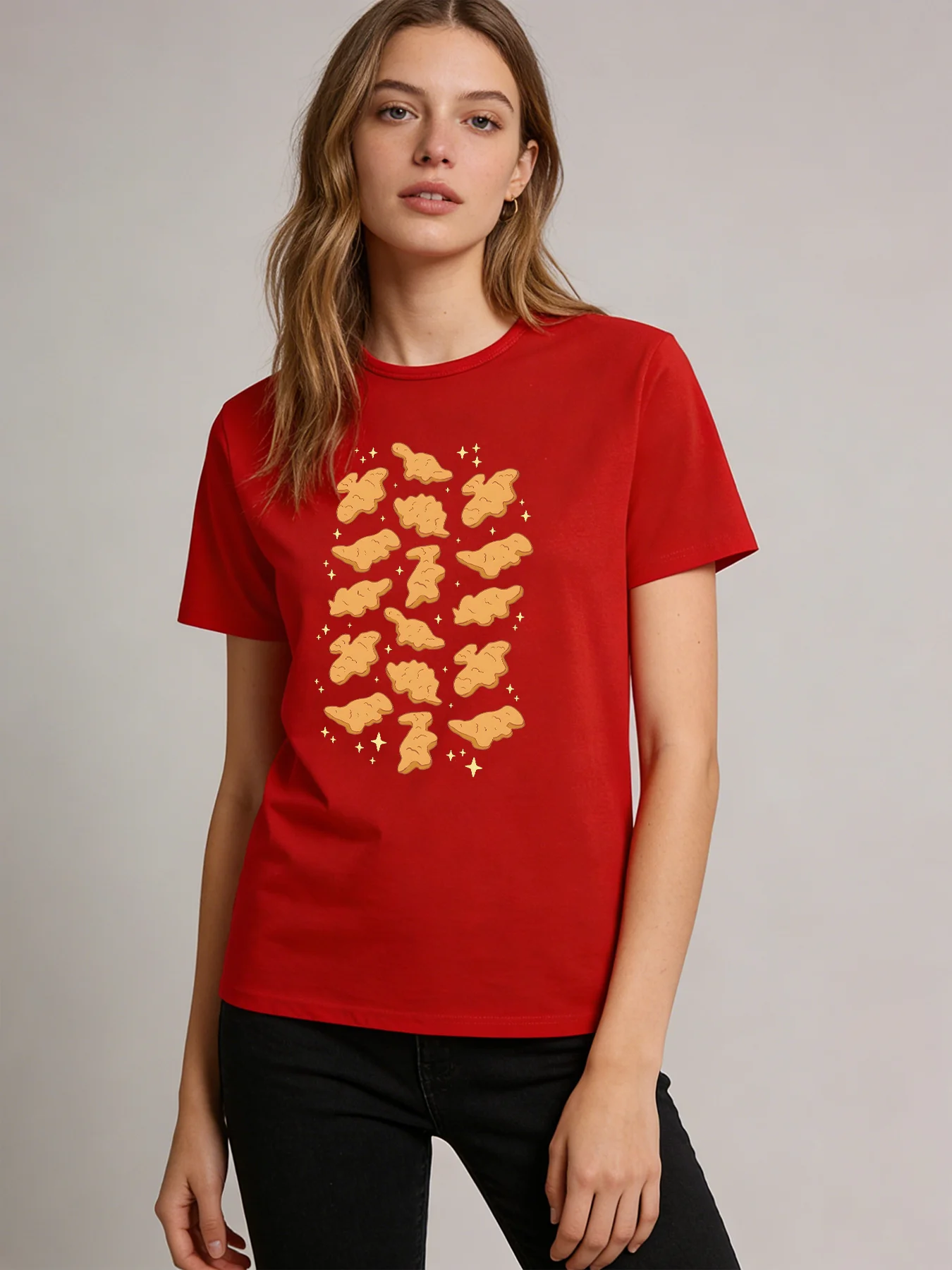 

Dinosaur Animal Cracker T Shirt Women Cute Snack Graphic Tee 2026 Spring Summer Round Neck Short Sleeve Tops