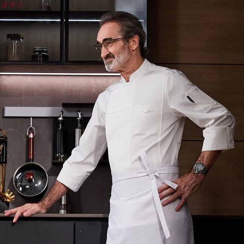 Uniforme de Chef de Hotel, ropa de trabajo para Chef de restaurante, pastelería, panadero, restaurante occidental, camarero, ropa de cocina de otoño