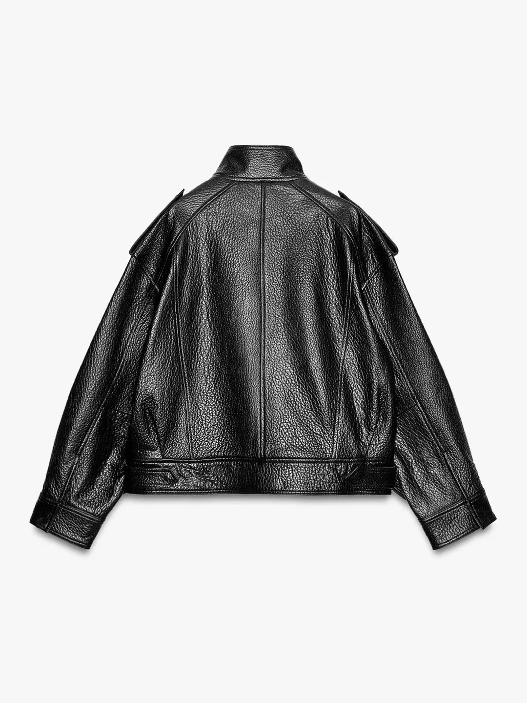 Bla hoge kraag pilot kunstleer Jaet dames casual losse pasvorm lange Sve ritssluiting kleur bovenkleding