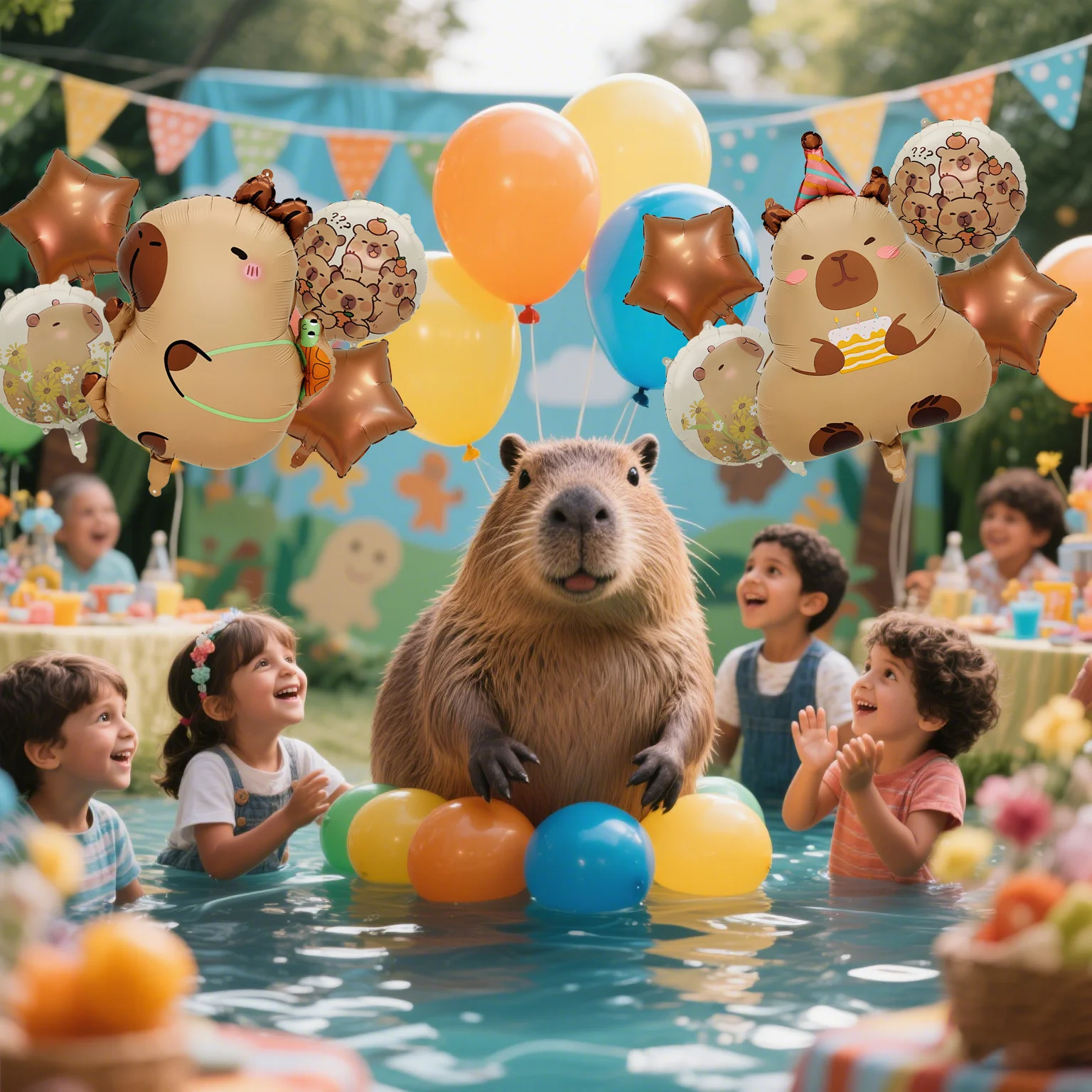 5 Stück Capybara-Folienballons, Capybara-Thema, Gastgeschenke für Kinder, alles Gute zum Geburtstag, Party-Dekoration, Babyparty, Capybara-Party-Dekorationen – Detail 5