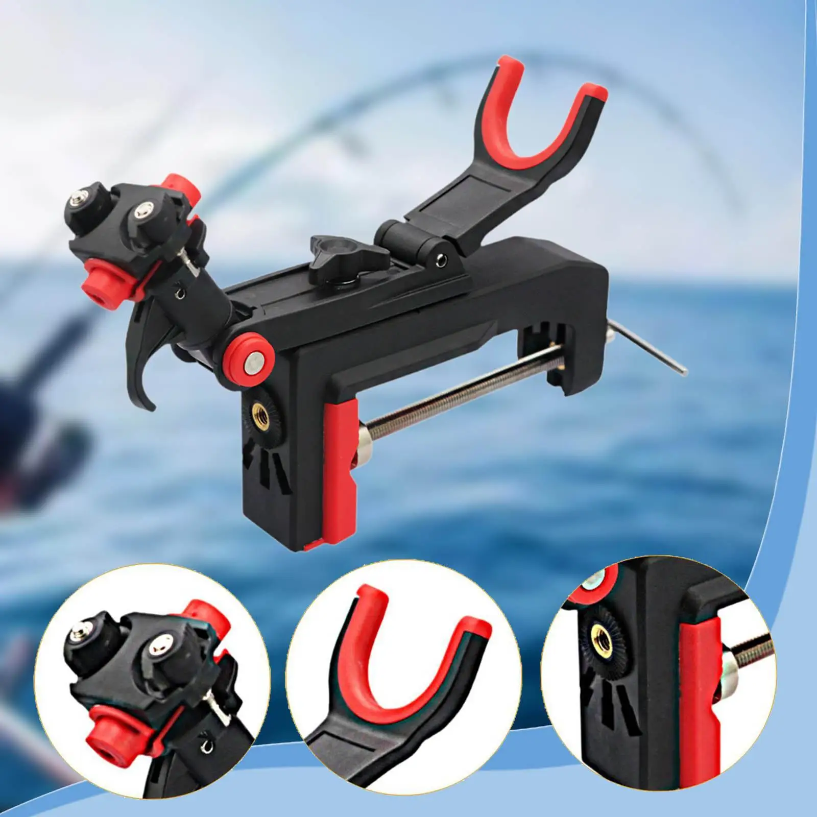 

Держатель удочки для лодки, большой зажим для каяка, каноэ, док-станции, подарков, портативный универсальный кронштейн для удочки для рыбацкой лодки, регулируемый на 360 градусов