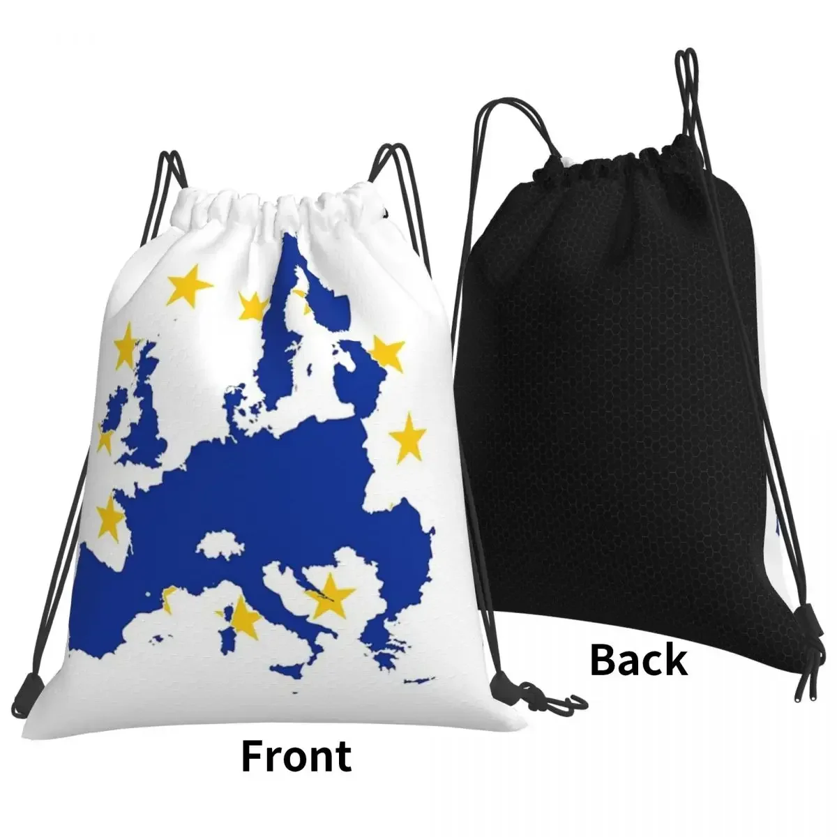 Flag Map Of European Union Backpacks Casual Drawstring Bags Drawstring Bundle Pocket Sundries Bag BookBag For Man Woman Students