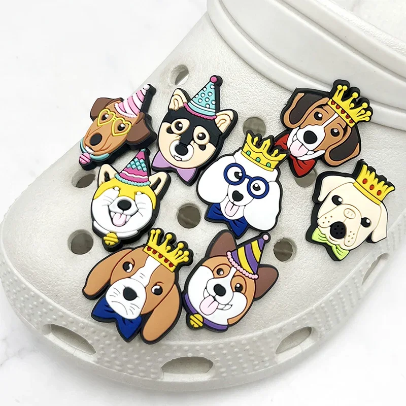 

Novelty Design Cartoon Crown Dog PVC Shoe Charms Accessories Funny DIY Shoes Upper Pins Decoration Sandals Buckle Kid Party Gift