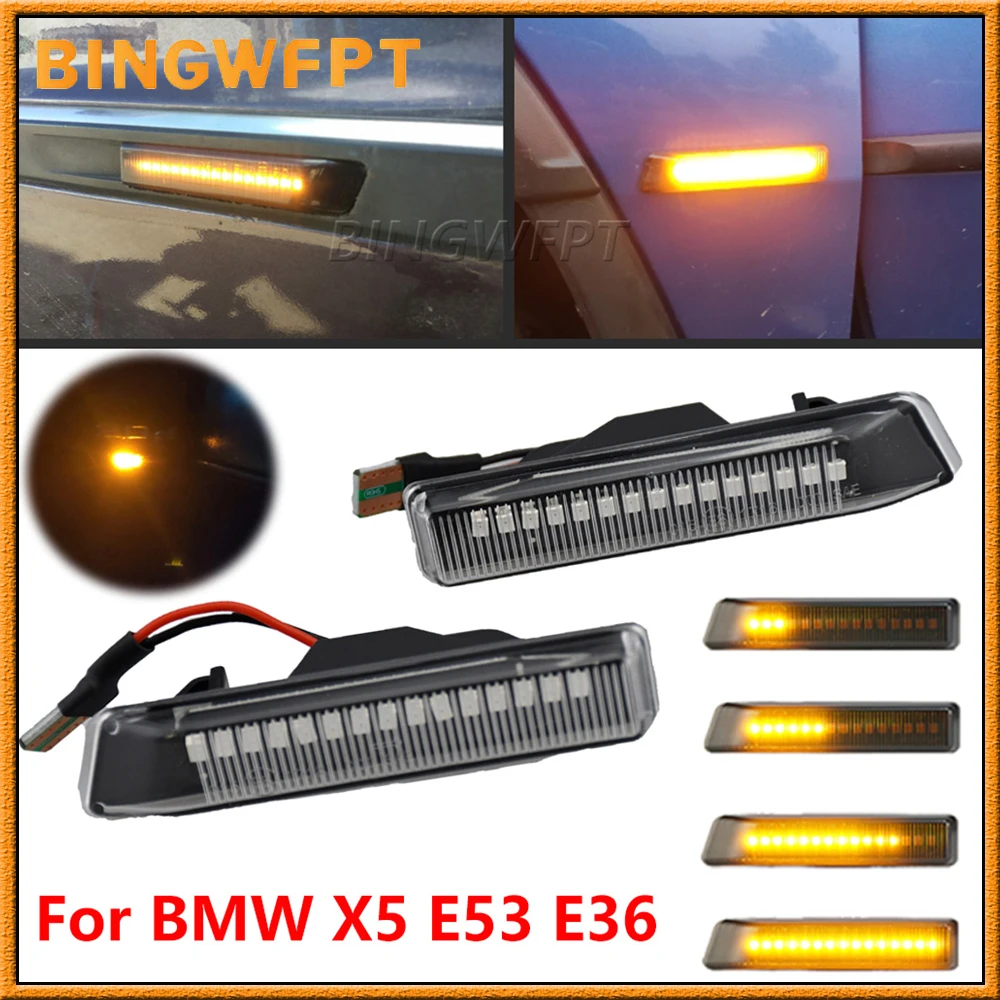 

Светодиодный динамический указатель поворота для BMW X5 E53 3 серии E36, боковой габаритный указатель, мигалка с проточной водой, мигающий свет