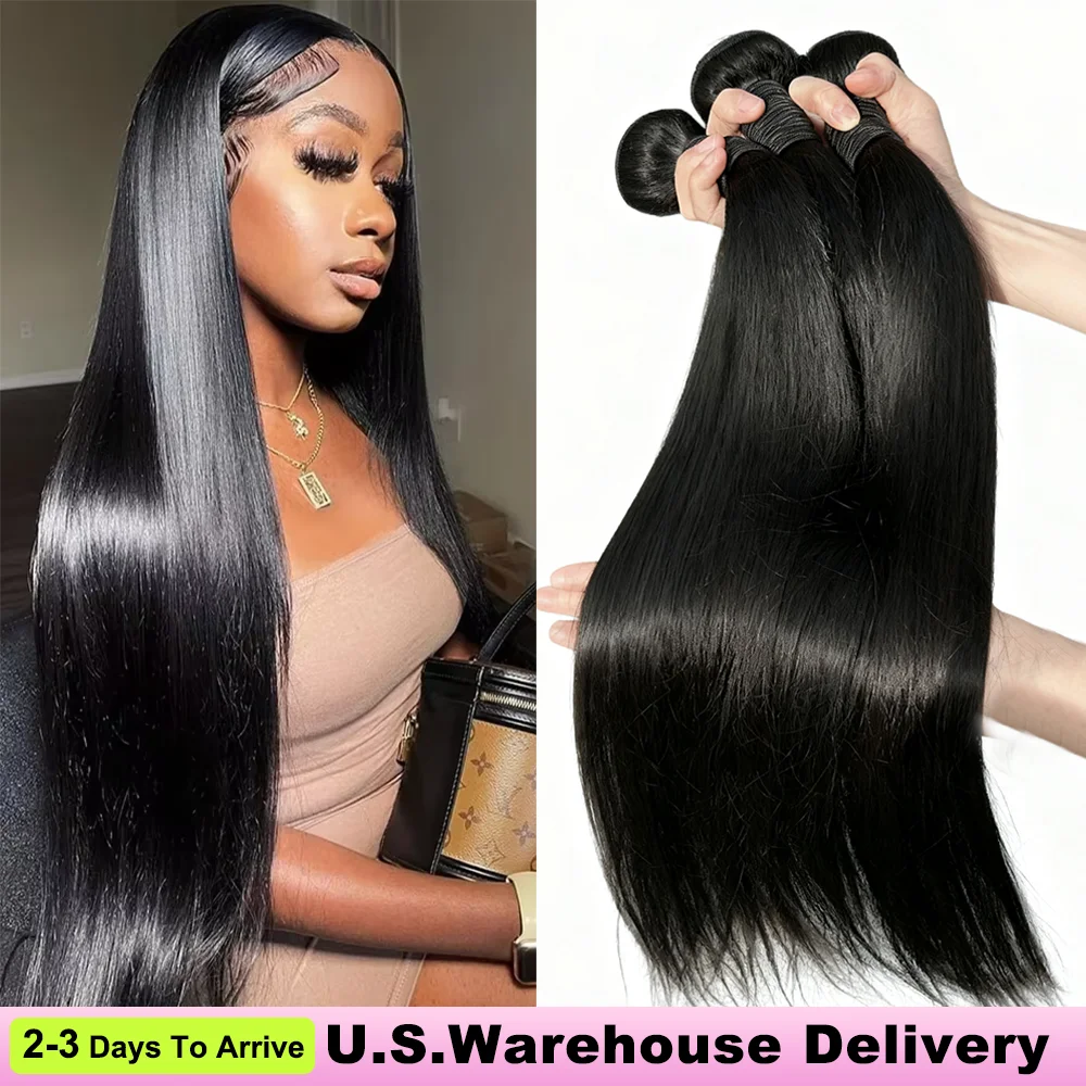 14a pacotes retos 100% cabelo humano 40 46 Polegada 16a remy tecer virgem brasileiro 1 3 4 pçs não processado feixes de cabelo cru extensões