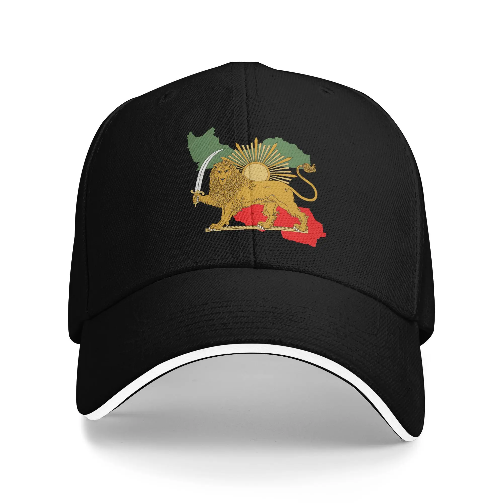 Verão irã mapa bandeira leão e sol sinal icônico para o boné de beisebol persa kpop rock sol caminhoneiro chapéu feminino masculino snapback boné