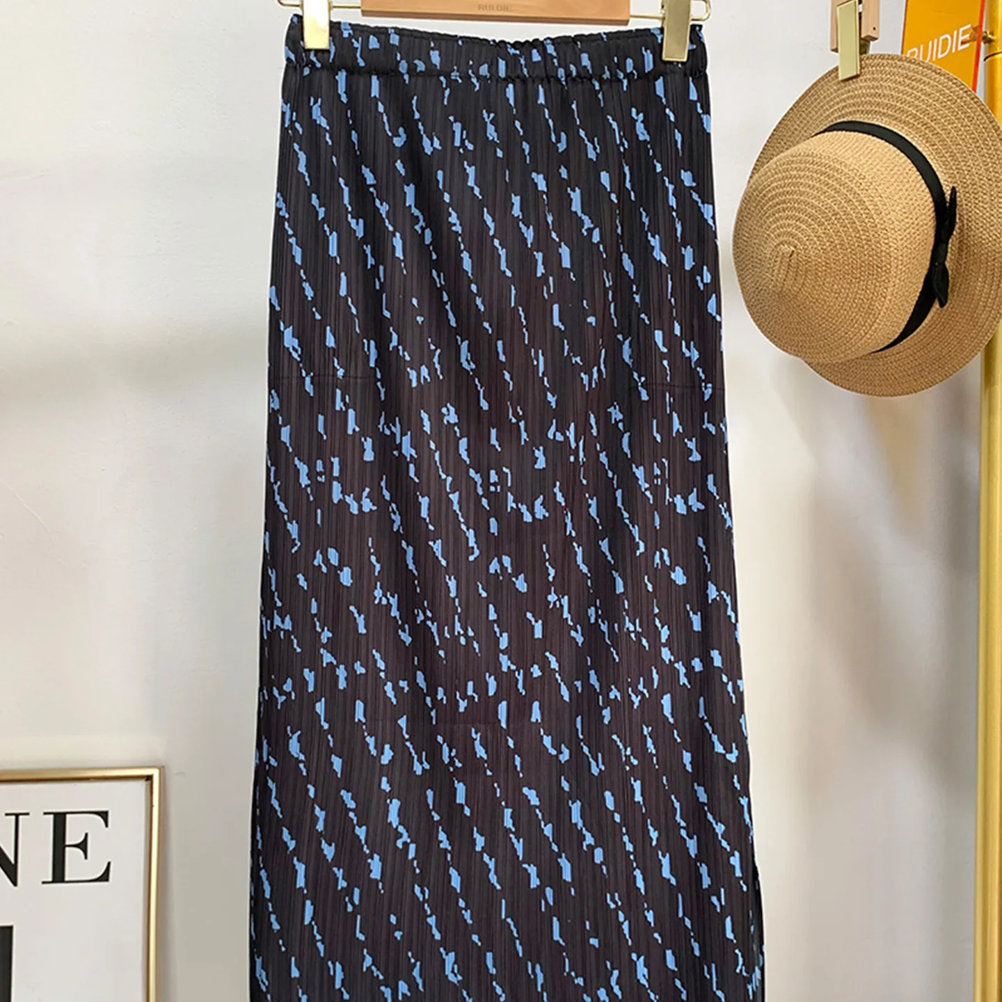 مياكي مطوي 2025 جديد مطوي مطبوعة نصف الجسم تنورة الربيع والصيف تصميم موضة عادية منتصف طول مرونة الخصر تنورة #5