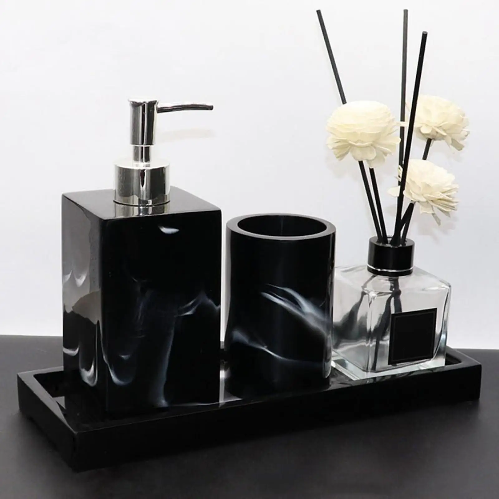 Marble Pattern Resin Jewelry Dish Tray for Bathroom Vanity Sink Counter Storage Candles Tissues Holder Display