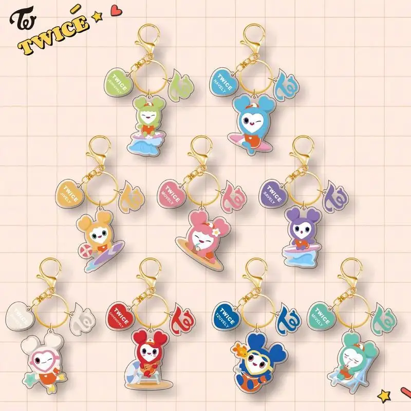 KPOP TWICE JAPAN POPUP STORE 2024 New Acrylic Keychain Cartoon Pendant 3Pcs/Set Bag Accessories Momo Sana Mina Tzuyu Fans Gift