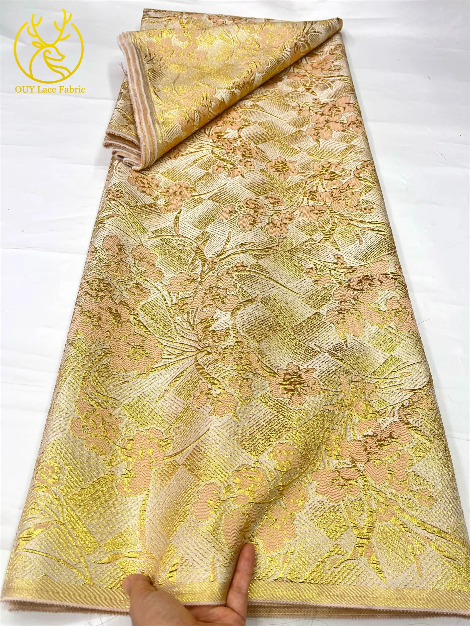 5 Yards Neuer Stil Afrikanischer Jacquard-Spitzenstoff 2026 Hochwertiger Modischer Nigerianischer Spitzenstoff für Damen-Partykleider und Nähprojekte – Detail 9