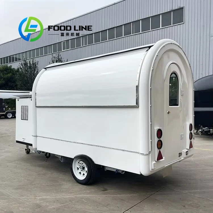 

Outdoor Custom Fiberglass Mini Food Truck Mobile Street Round Roof Small Food Vending Trailer Cart With Sunshade for Sale Usa