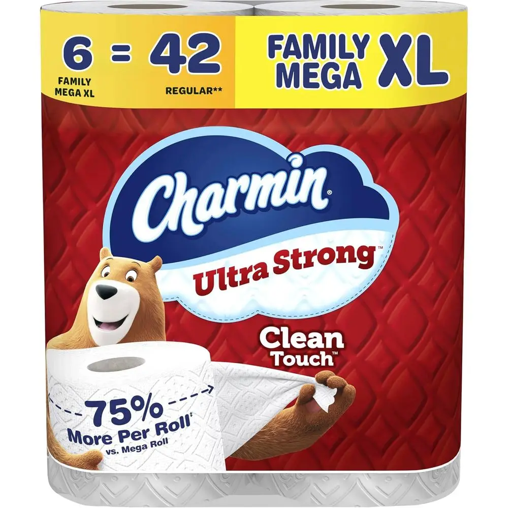 Family-Sized XL Toilet Paper, 6 Rolls Equating to 42 Standard Rolls