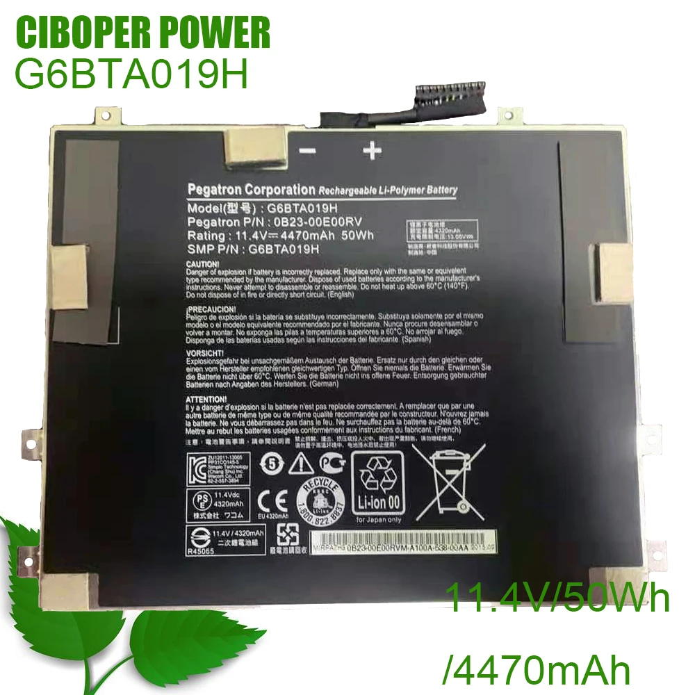 

CP настоящая аккумуляторная батарея для ноутбука G6BTA019H 11,4 V/50Wh/4470mAh для планшета 0B23-00E00RV 2DTH-W1310