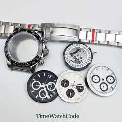 39mm Quartz Watch Case Accessories Fit for VK63 VK64 Chronograph Movement with Dial Hands Date Sapphire Crystal 316L Bracelet