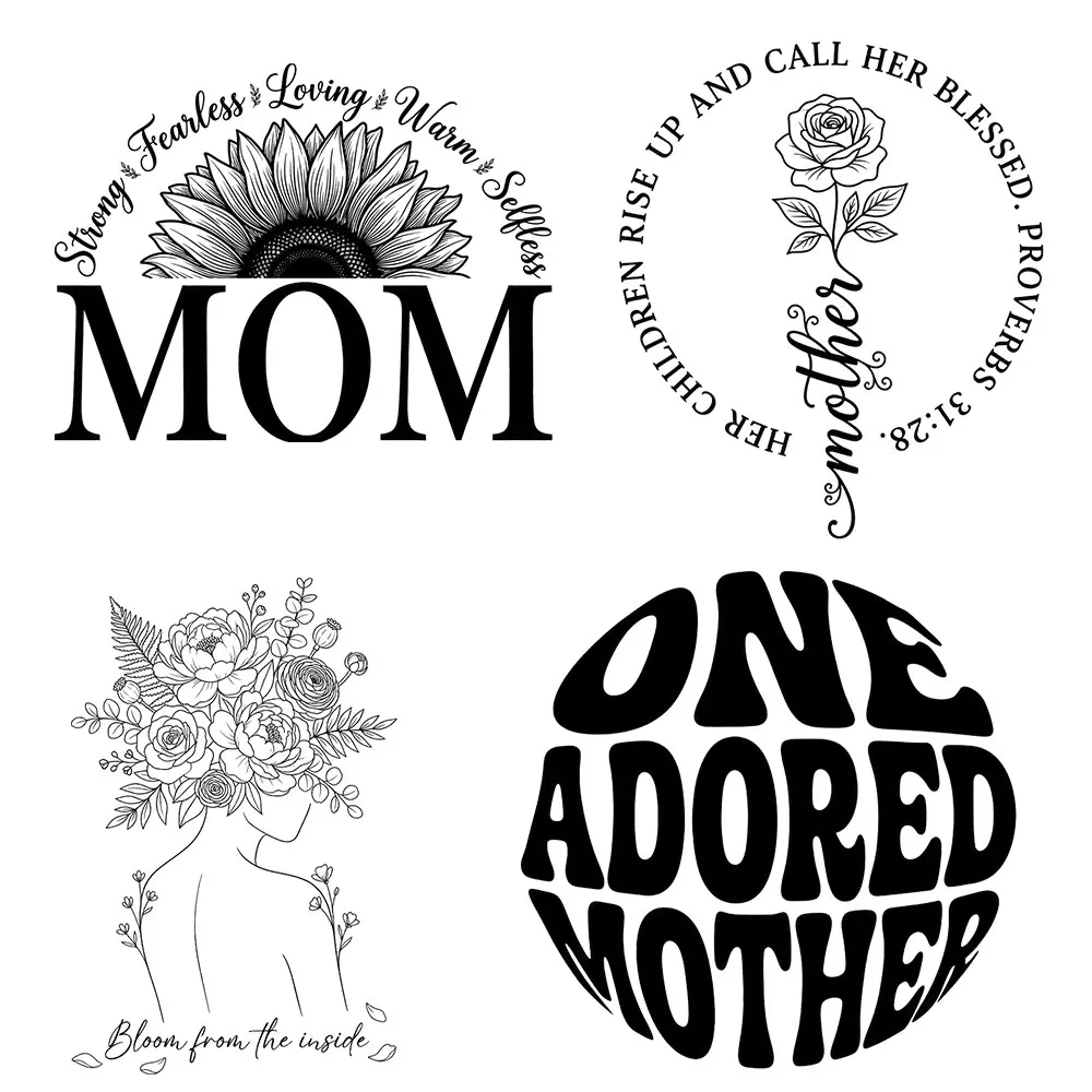 

Mom Mother's Day Iron On Patches DIY Heat Transfer Decals for Clothing T-Shirts Bags Mama Gift transfer decal painting