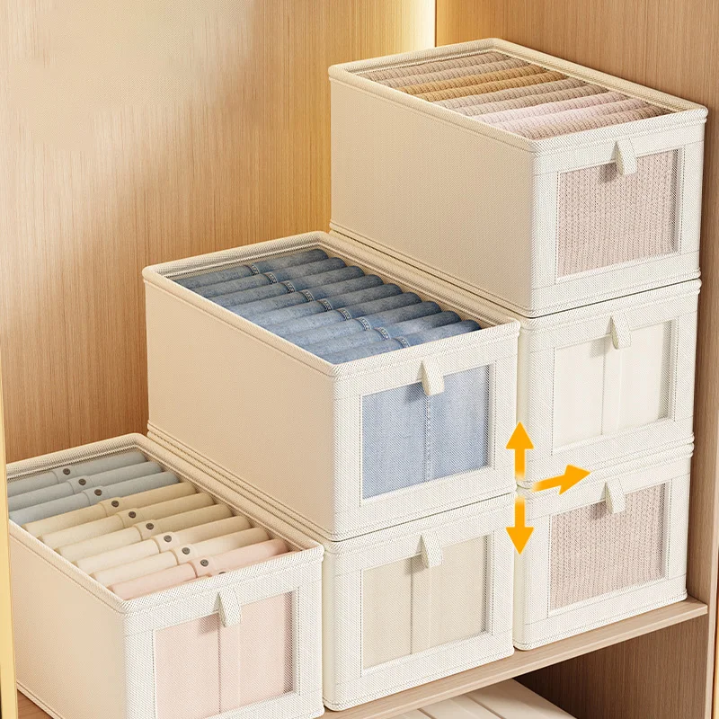 Foladable Clothes Storage Box with Cover Closet Storage Box for Underwear Socks Moisture and Dustproofwardrobe Organizer