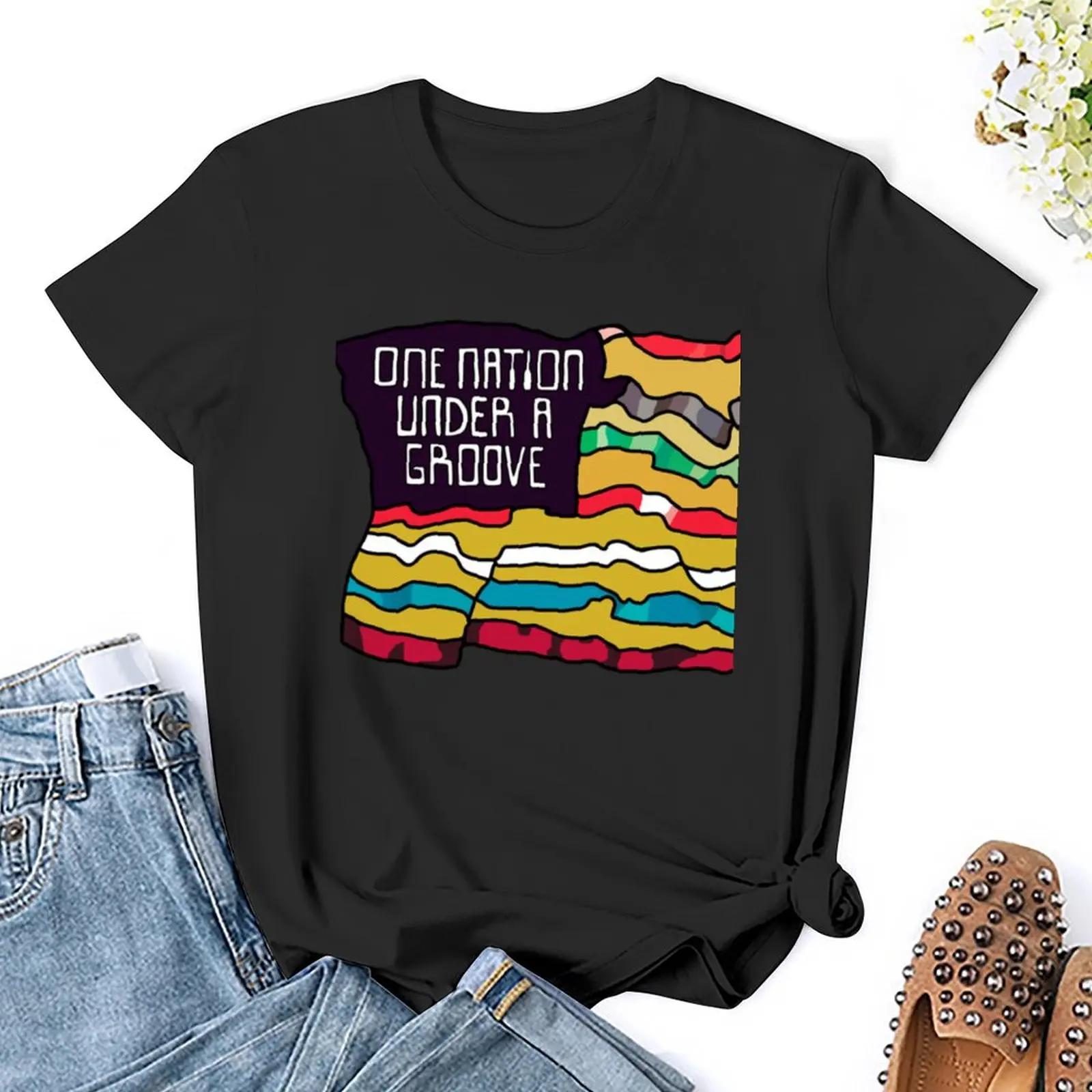 One Nation Under A Groove Funkadelic Quote T-Shirt Douane Esthetische Kleding Schattige Tops Dames Zomer Blouses 2024