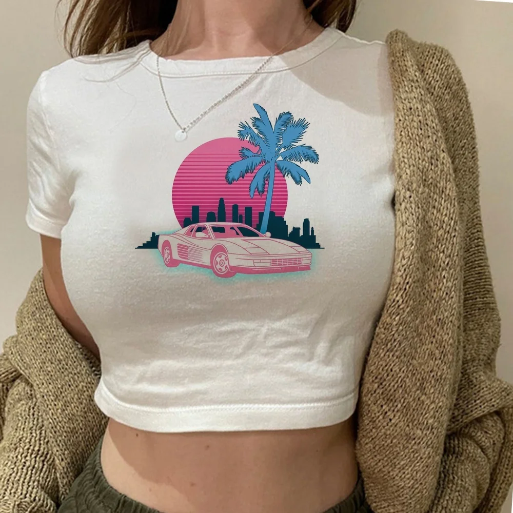 Miami Vice cropped top teen anime gyaru dollette goth party shirt vintage alternative  japan emo japanese