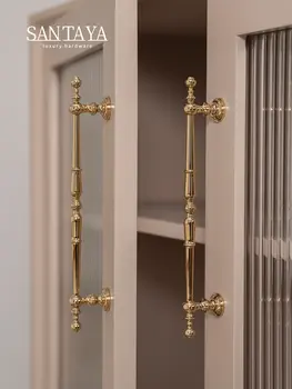 Santaya masivní mosazná rukojeť skříňky PVD zářivě zlatá kuchyňská skříňka úchytka šatní skříně zásuvky luxusní nábytkové rukojeti 10 nejlepší prodej zlaté úchytky skříněk - №4