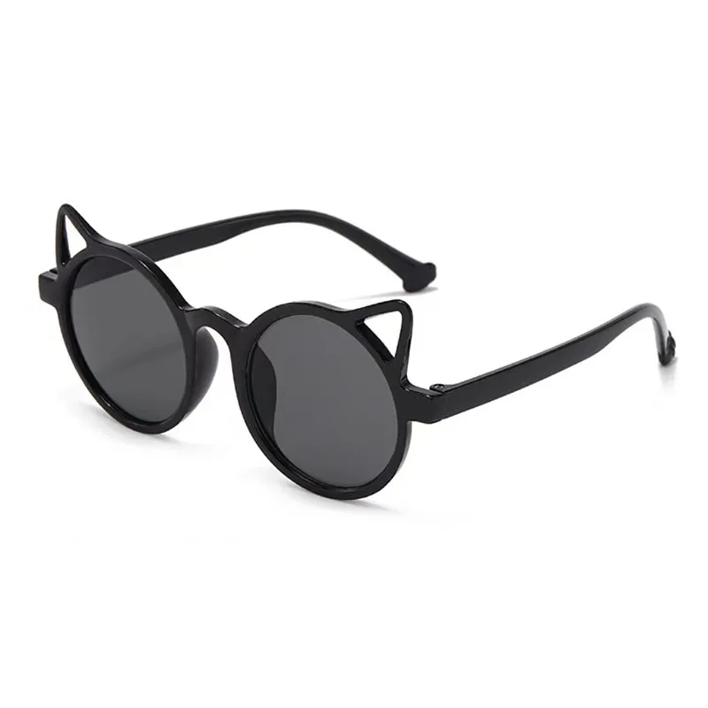 Lunettes de soleil rondes à oreilles de chat pour enfants, lunettes de soleil de dessin animé pour filles, lunettes de soleil d\'extérieur pour bébé