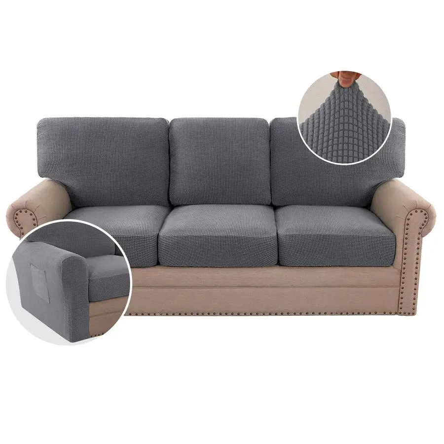 

MultiPieces Sofa Covers Stretch Couch Covers Form Fitted Seats and Back Cushions Covers 3 Seat Covers Plus 3 Back Cusion Covers,