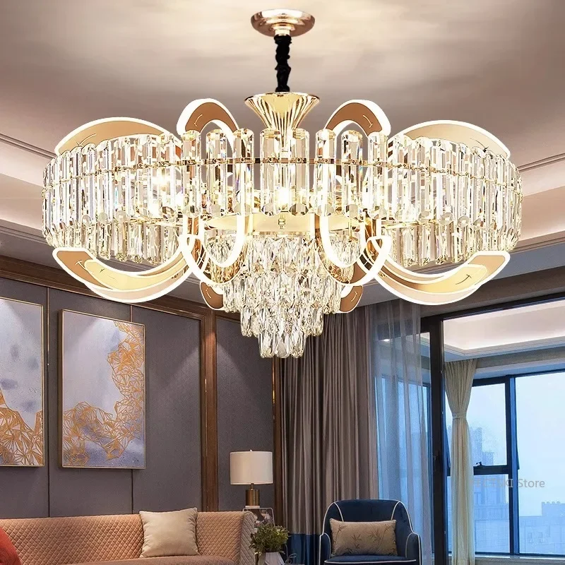 

GHJUYIOL Light luxury crystal chandelier, living room, high-end and atmospheric villa, dining room, living room chandelier home